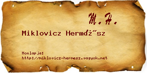 Miklovicz Hermész névjegykártya